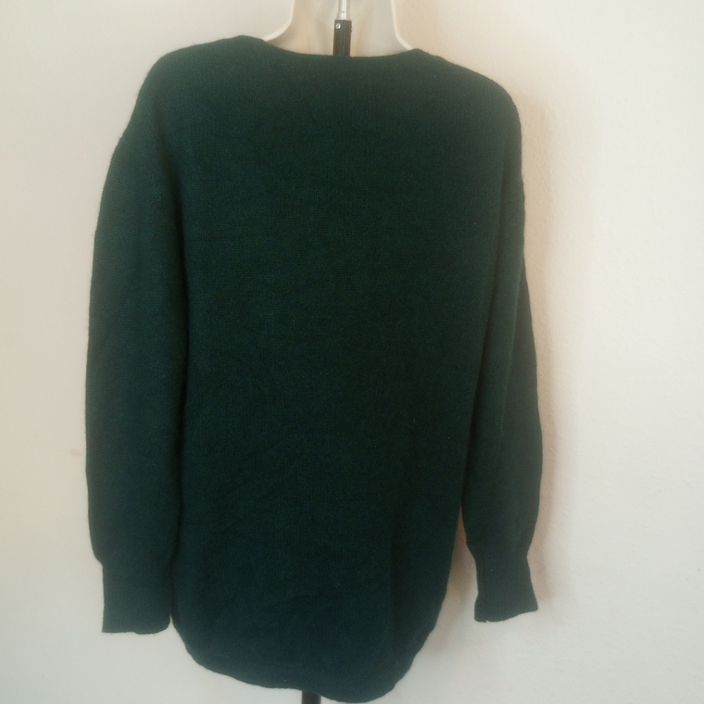 Fine Colection Designe In Paris 100%CashmereWomen's V-Neck Sweater - Dark Green - Picture 2 of 11